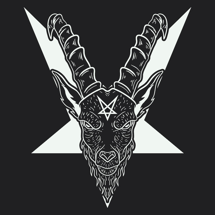 Vector Gratis ilustrasi baphomet digambar tangan