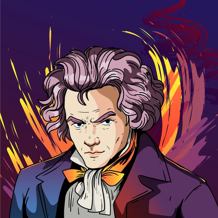 Vector Gratis ilustrasi beethoven digambar tangan