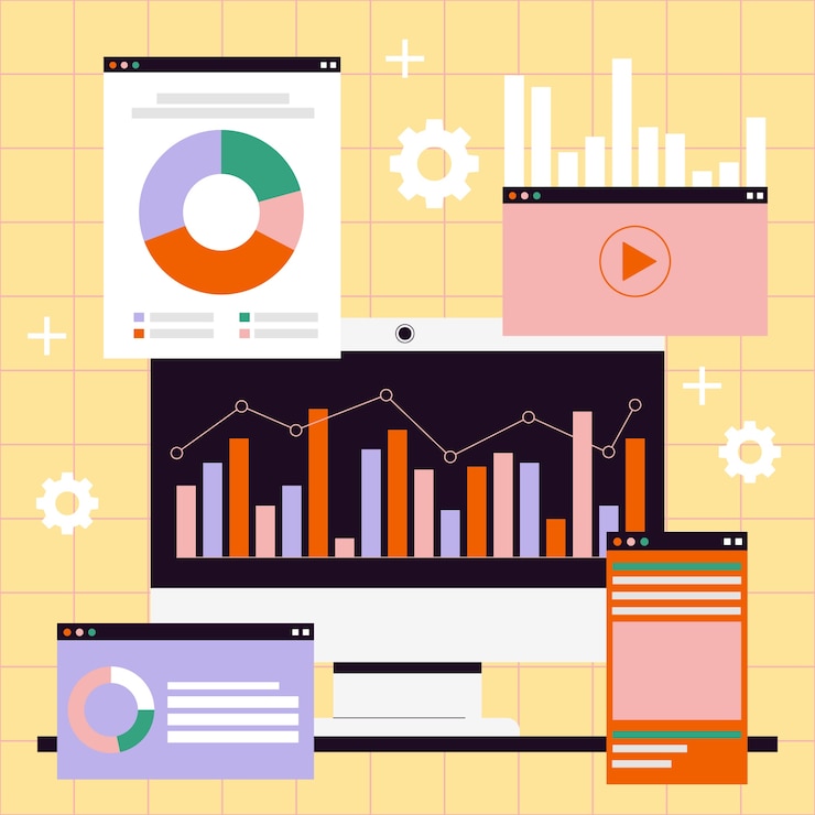 Vector Gratis ilustrasi berbasis data desain datar