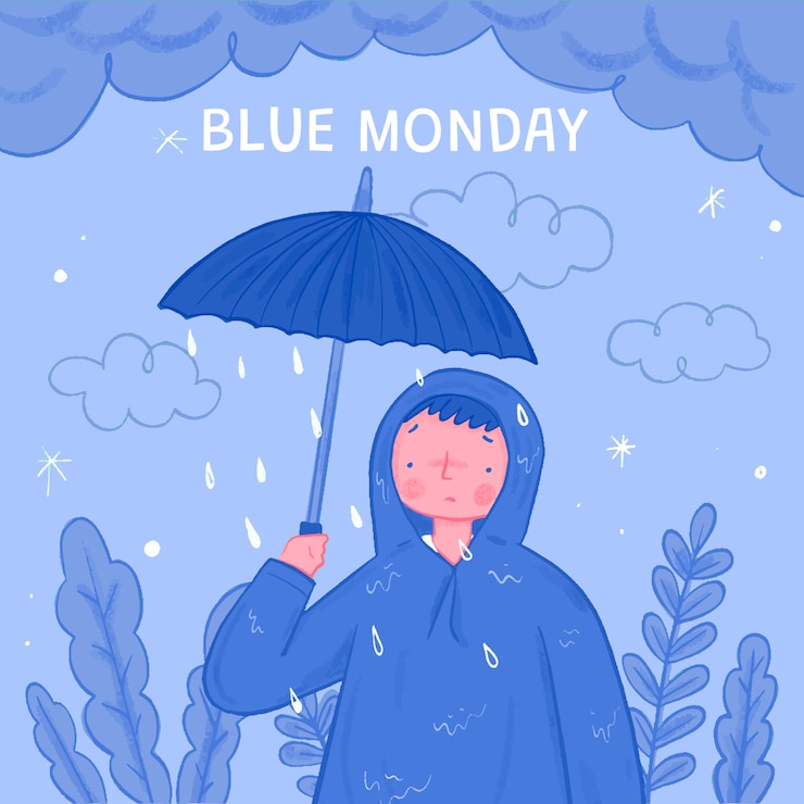 Vector Gratis ilustrasi blue monday digambar tangan