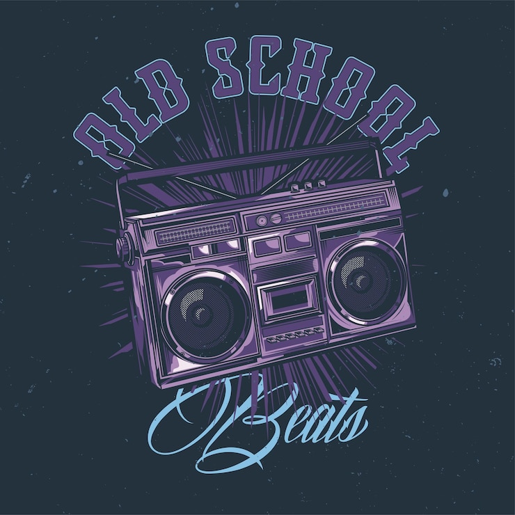 Vector Gratis ilustrasi boombox sekolah lama
