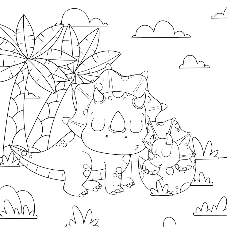 Vector Gratis ilustrasi buku mewarnai dinosaurus yang digambar tangan