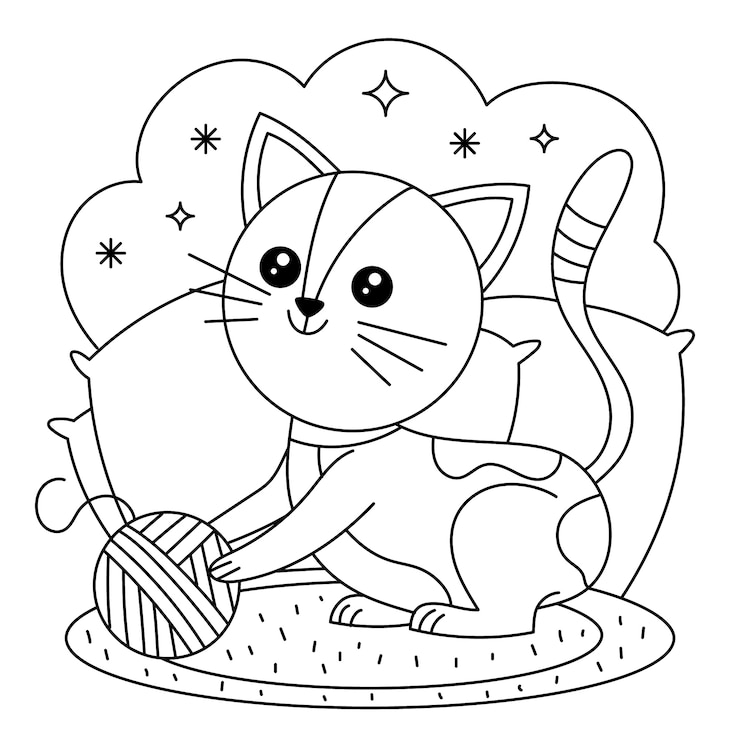 Vector Gratis ilustrasi buku mewarnai kawaii yang digambar tangan