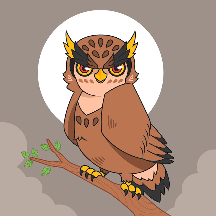 Vector Gratis ilustrasi burung hantu kartun digambar tangan