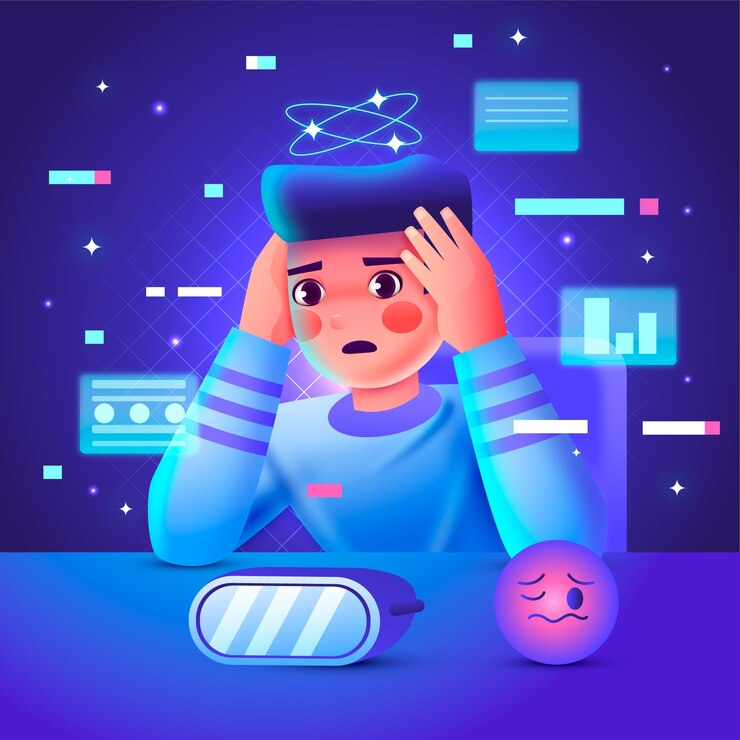 Vector Gratis ilustrasi cybersickness gradien