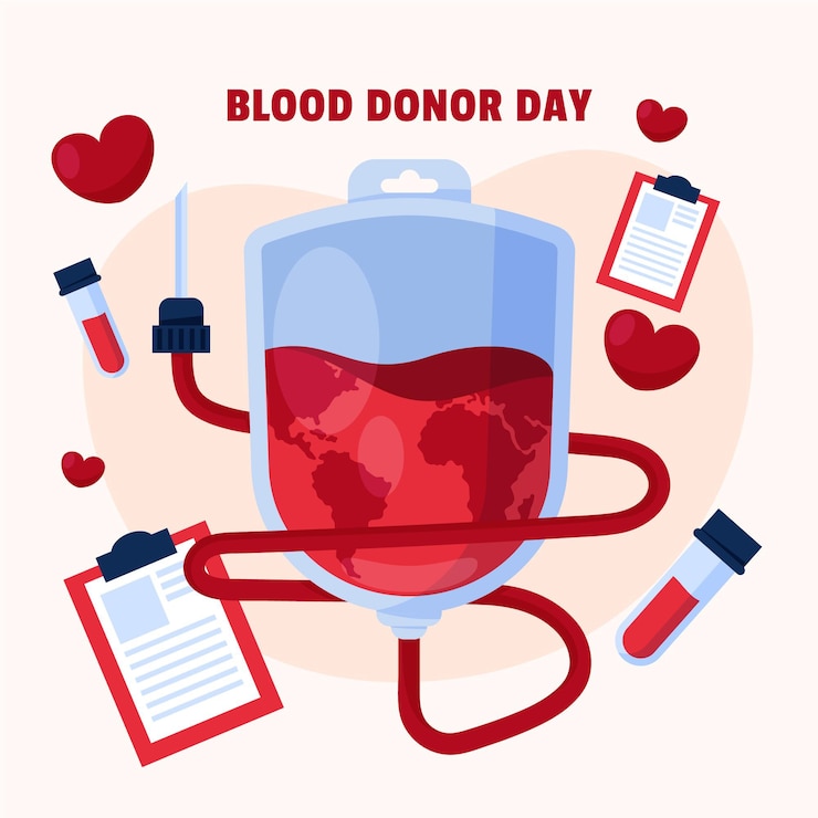Vector Gratis ilustrasi datar hari donor darah sedunia yang organik