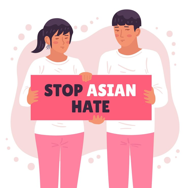 Vector Gratis ilustrasi datar organik hentikan kebencian terhadap asia