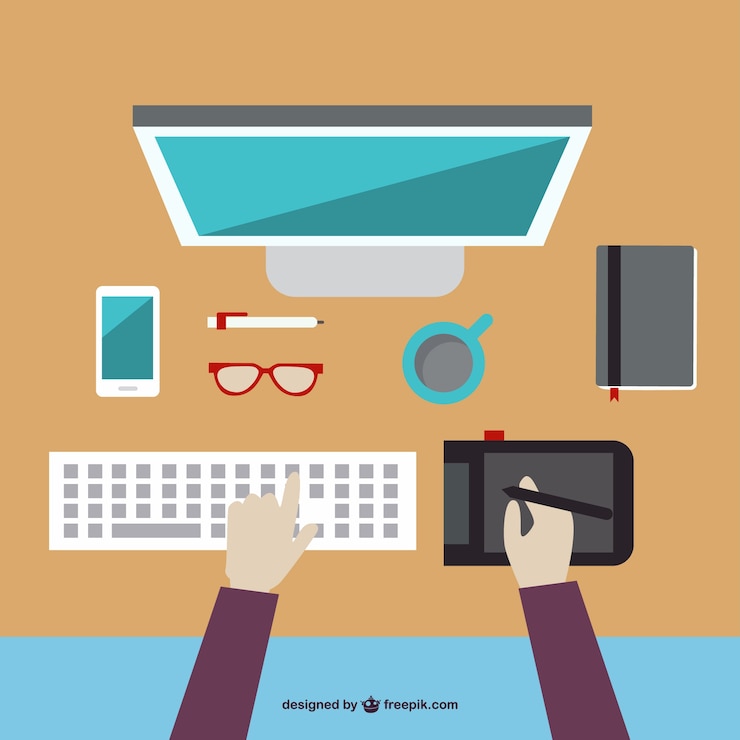 Vector Gratis ilustrasi datar perancang grafis menggambar