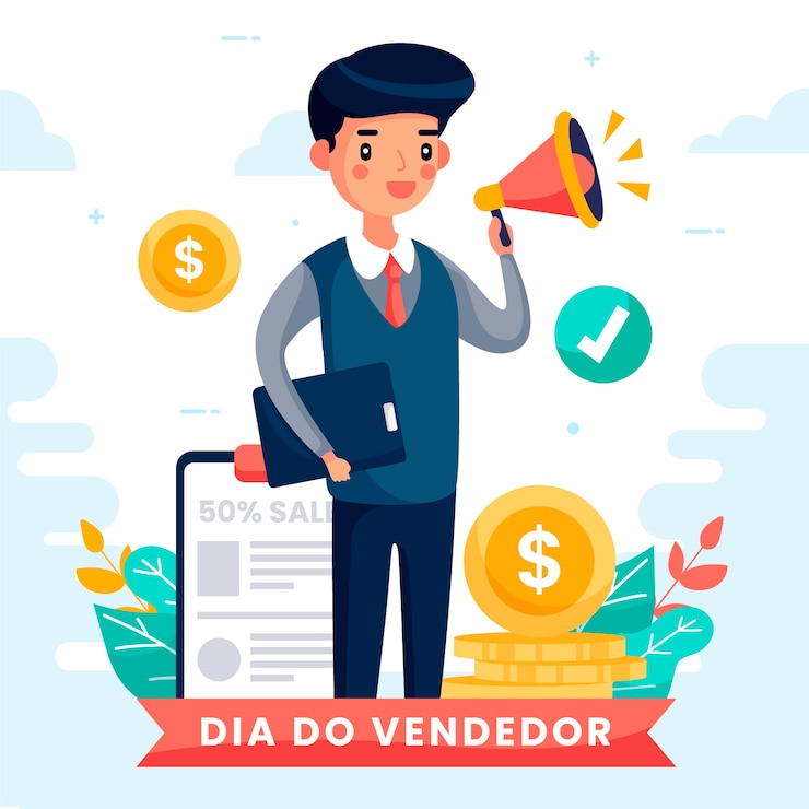 Vector Gratis ilustrasi datar untuk dia do vendedor