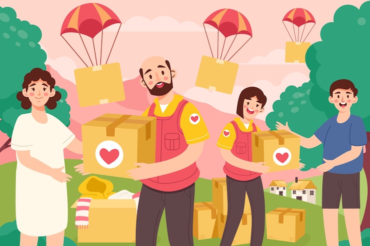 Vector Gratis ilustrasi datar untuk hari kemanusiaan sedunia