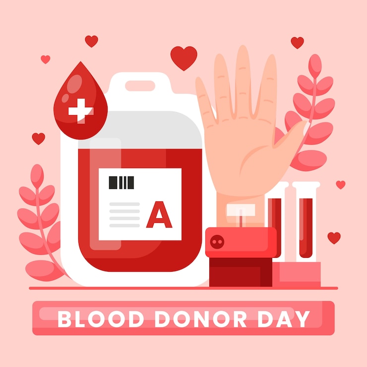 Vector Gratis ilustrasi datar untuk kesadaran hari donor darah sedunia