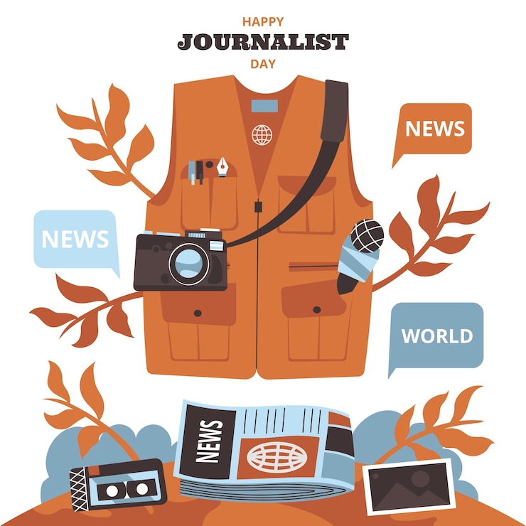 Vector Gratis ilustrasi datar untuk perayaan dia del periodista