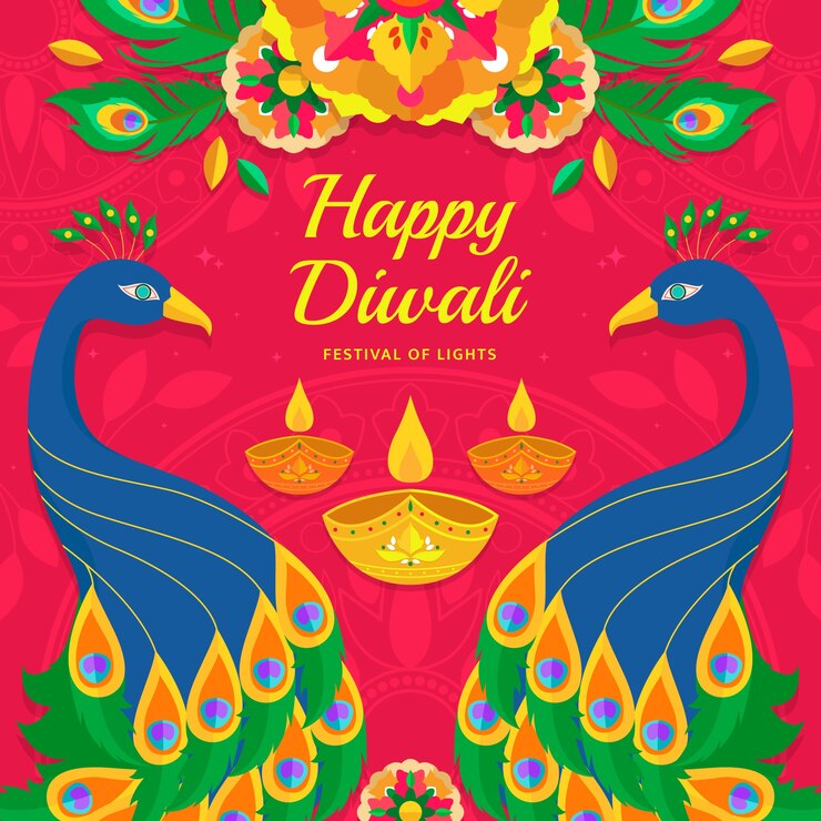 Vector Gratis ilustrasi datar untuk perayaan festival diwali