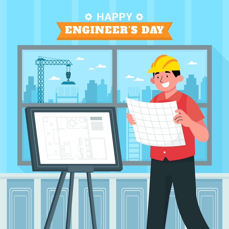 Vector Gratis ilustrasi datar untuk perayaan hari insinyur