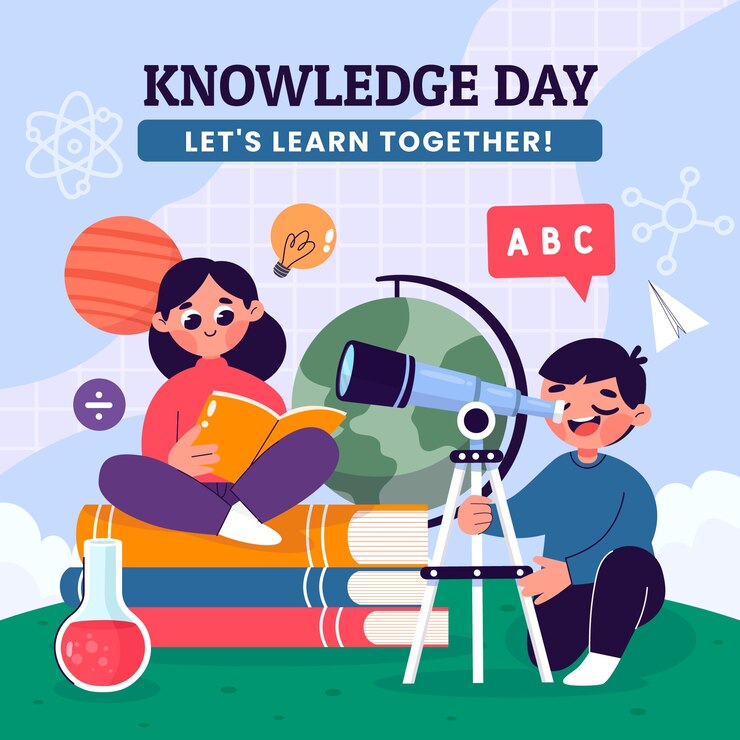 Vector Gratis ilustrasi datar untuk perayaan hari pengetahuan