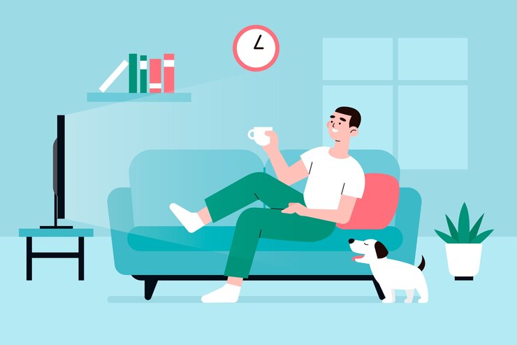 Vector Gratis ilustrasi dengan orang yang bersantai di rumah