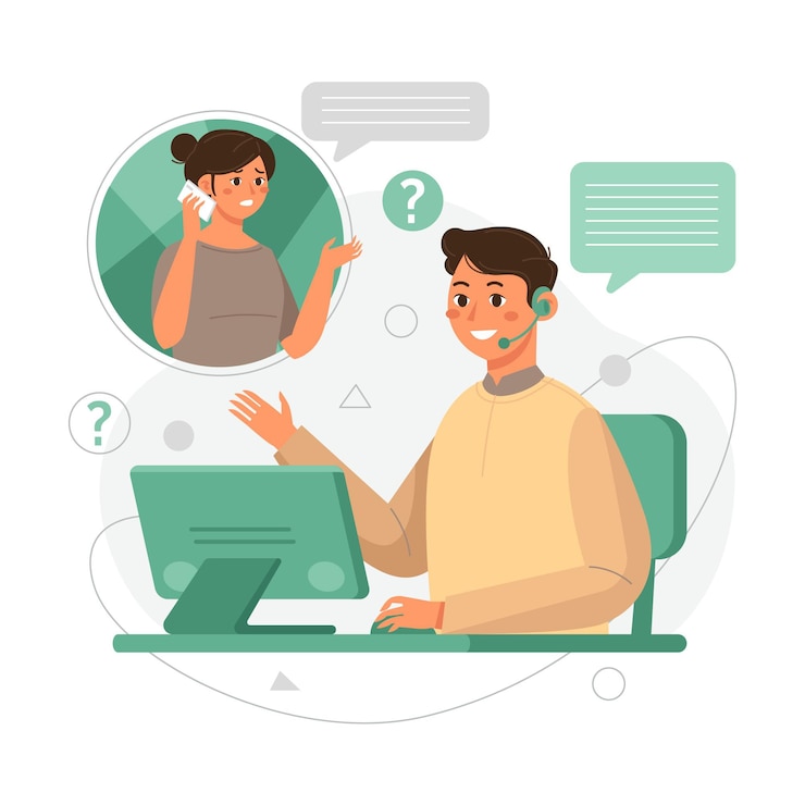 Vector Gratis ilustrasi desain datar dukungan pelanggan