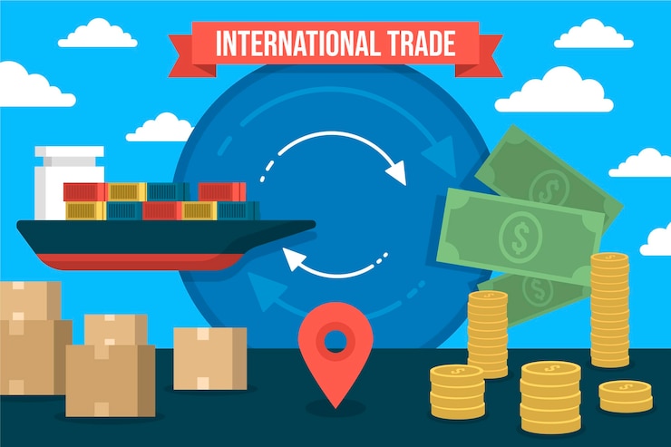 Vector Gratis ilustrasi desain datar perdagangan internasional
