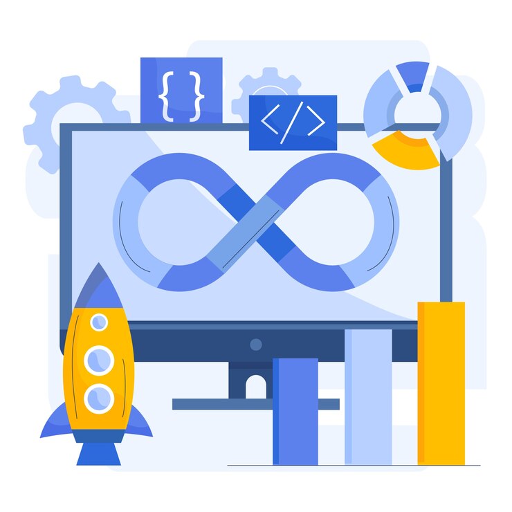Vector Gratis ilustrasi devops desain datar digambar tangan