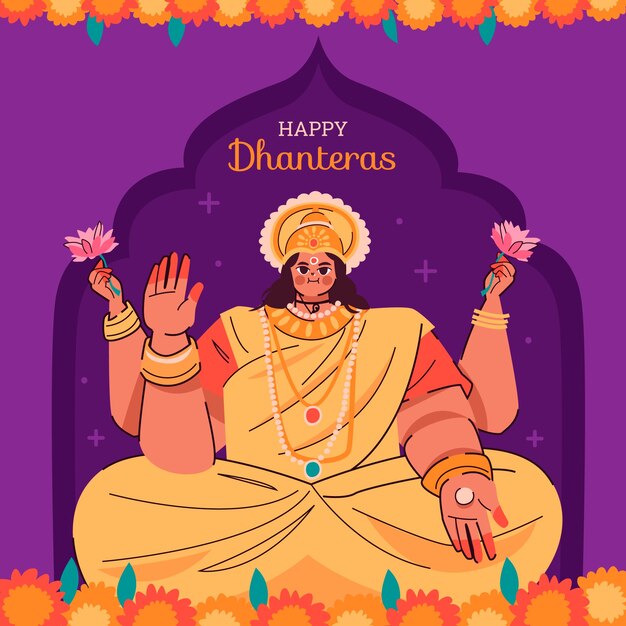 Ilustrasi dhanteras datar