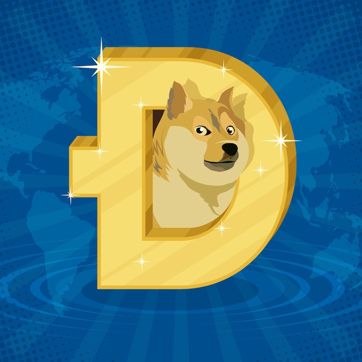 Vector Gratis ilustrasi dogecoin yang digambar tangan