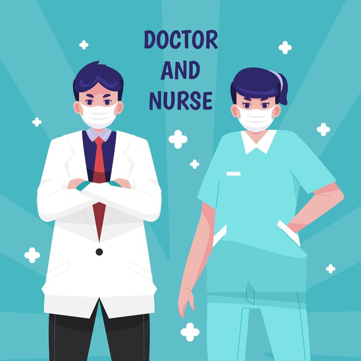 Vector Gratis ilustrasi dokter dan perawat