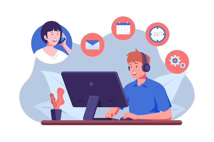 Vector Gratis ilustrasi dukungan pelanggan datar organik