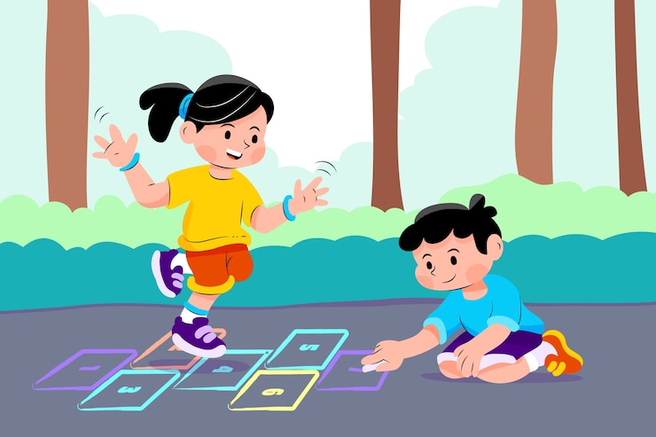 Vector Gratis ilustrasi engklek desain datar digambar tangan