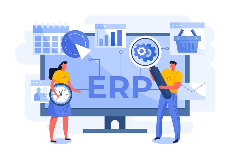 Vector Gratis ilustrasi erp desain datar digambar tangan