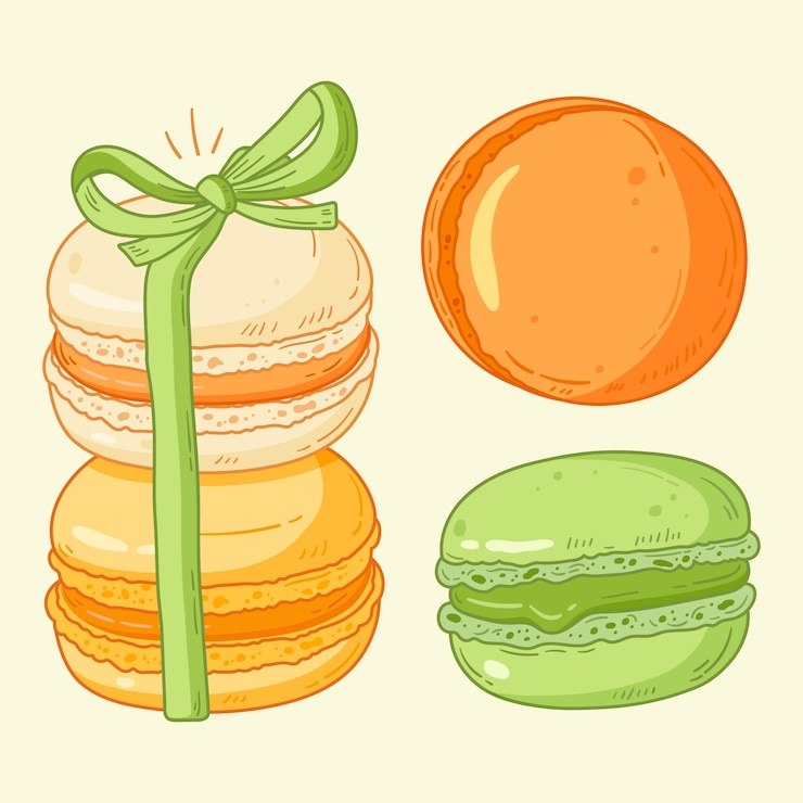 Vector Gratis ilustrasi gambar macaroon yang digambar tangan