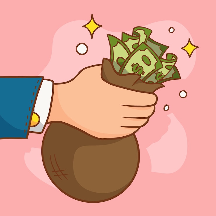 Vector Gratis ilustrasi gambar tangan memegang uang yang digambar tangan