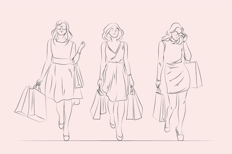 Vector Gratis ilustrasi gambar wanita berjalan yang digambar tangan