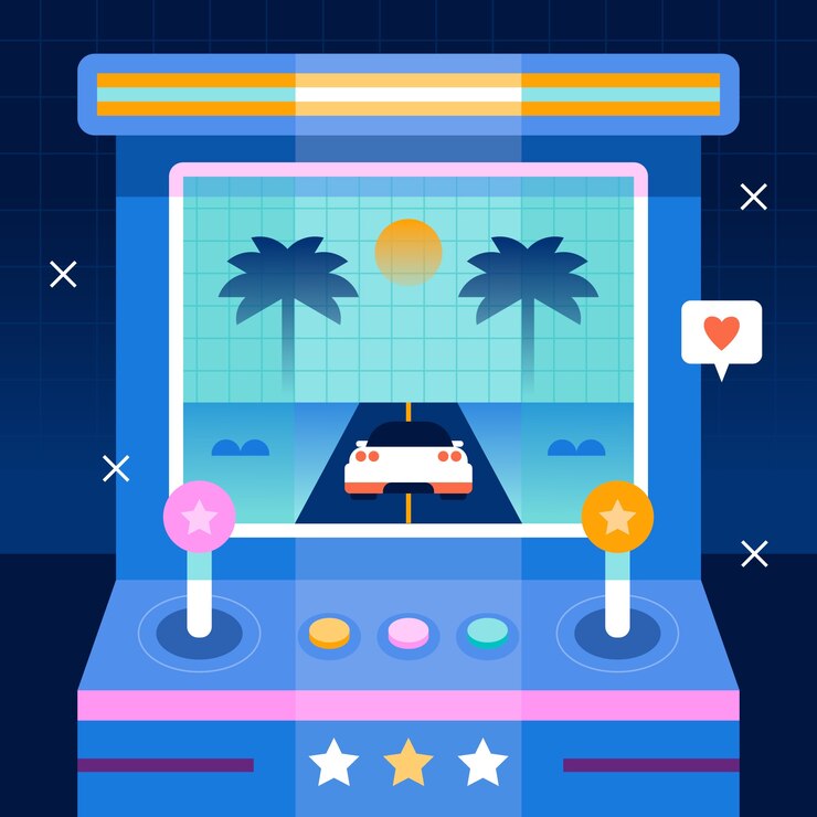 Vector Gratis ilustrasi game retro desain datar