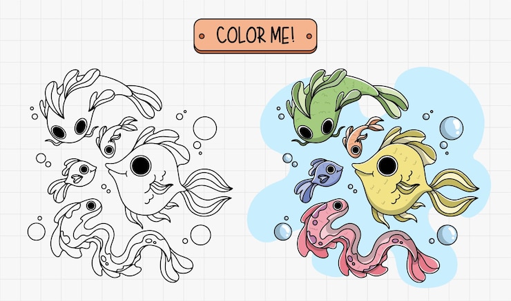 Vector Gratis ilustrasi garis besar ikan yang digambar tangan