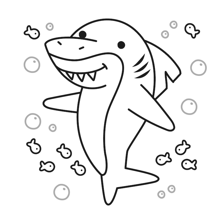 Vector Gratis ilustrasi garis luar hiu digambar tangan