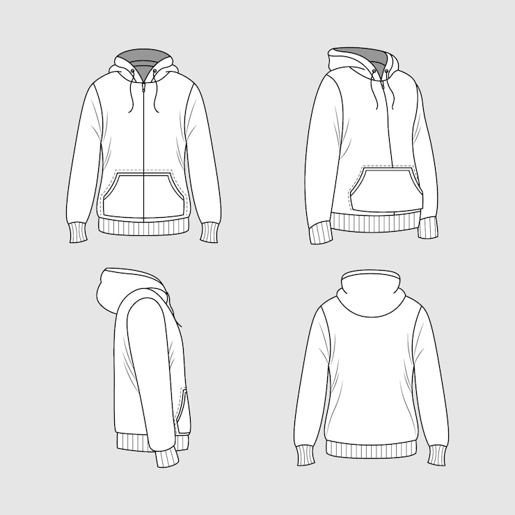 Vector Gratis ilustrasi garis luar hoodie digambar tangan