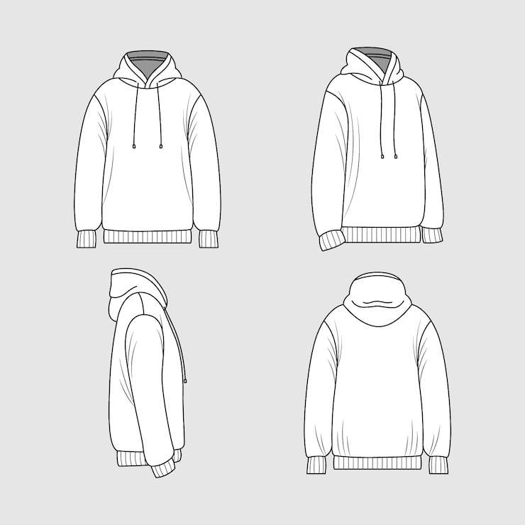 Vector Gratis ilustrasi garis luar hoodie digambar tangan
