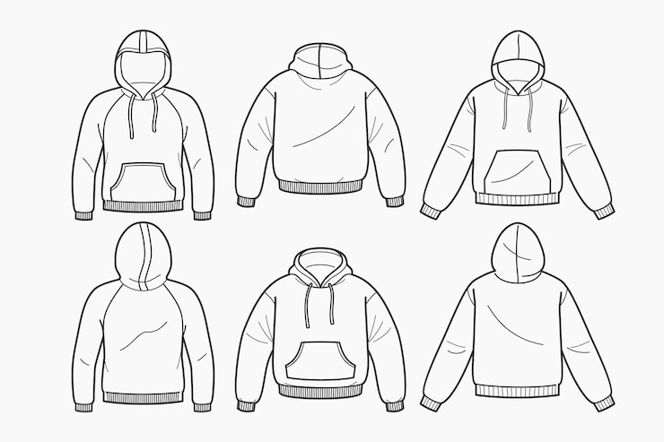 Vector Gratis ilustrasi garis luar hoodie digambar tangan