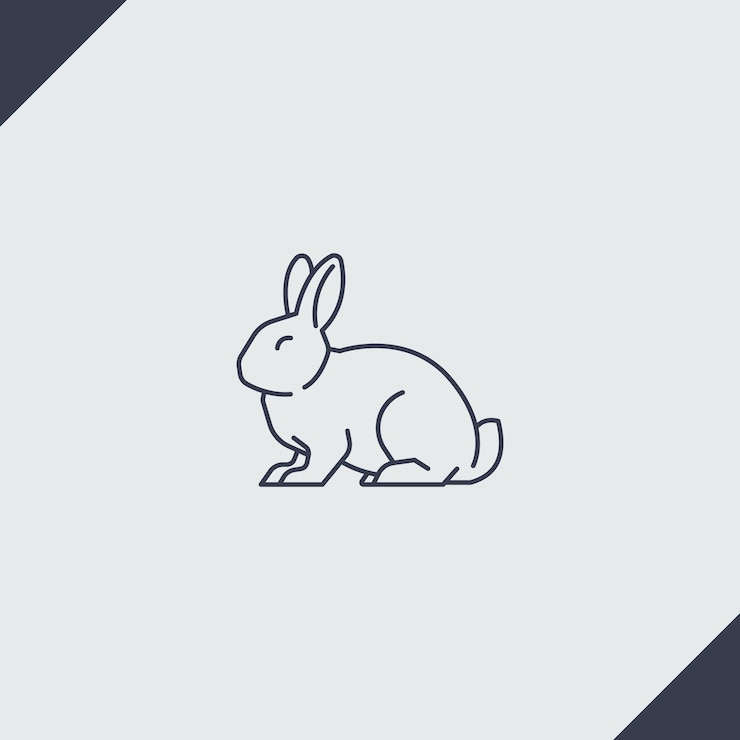 Vector Gratis ilustrasi garis luar kelinci desain datar