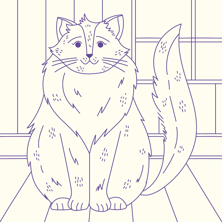 Vector Gratis ilustrasi garis luar kucing digambar tangan