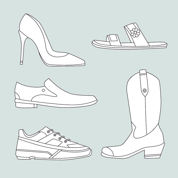 Vector Gratis ilustrasi garis luar sepatu yang digambar tangan