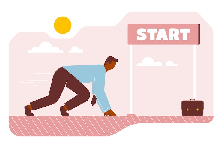 Vector Gratis ilustrasi garis mulai desain datar