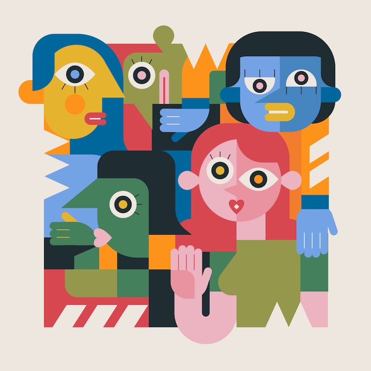 Vector Gratis ilustrasi gaya picasso desain datar