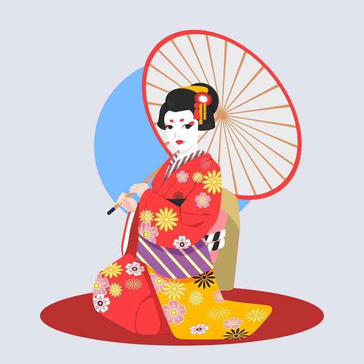 Vector Gratis ilustrasi geisha digambar tangan