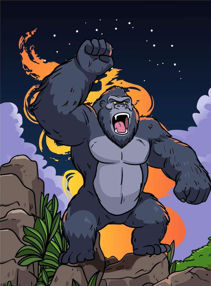 Vector Gratis ilustrasi gorila raksasa digambar tangan