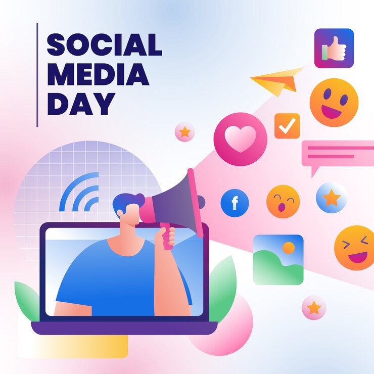 Vector Gratis ilustrasi gradien untuk hari media sosial