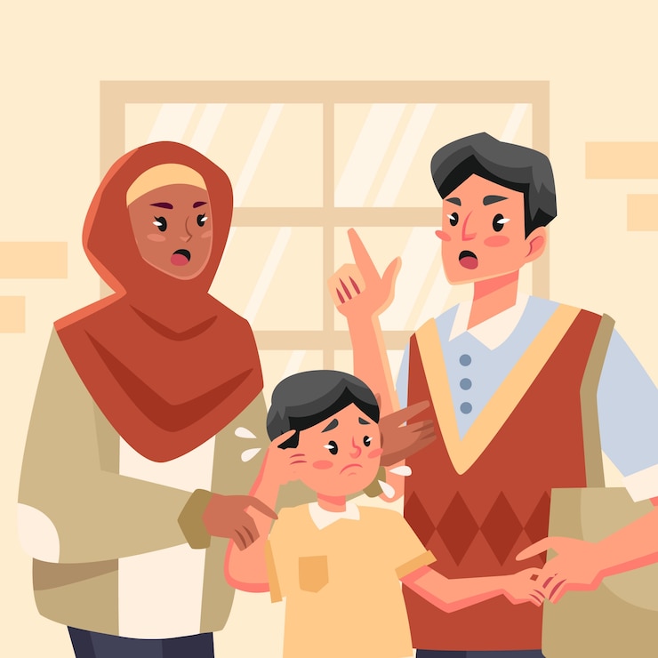 Vector Gratis ilustrasi hak asuh anak digambar tangan