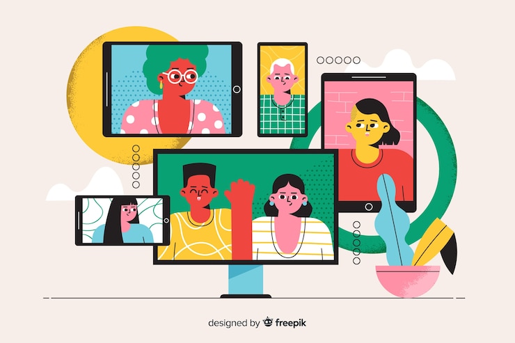 Vector Gratis ilustrasi halaman arahan konsep konferensi video