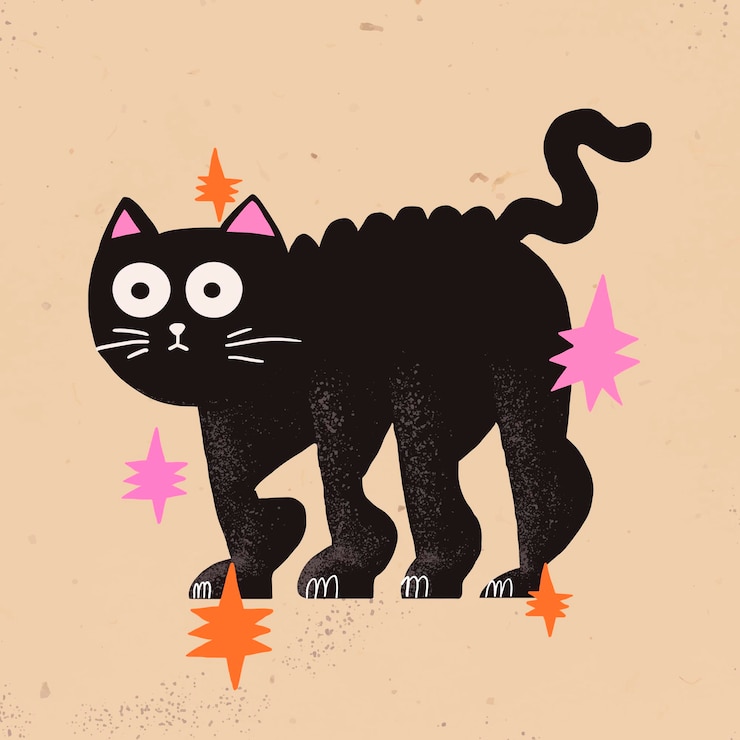 Vector Gratis ilustrasi halloween vektor kucing hitam kartun
