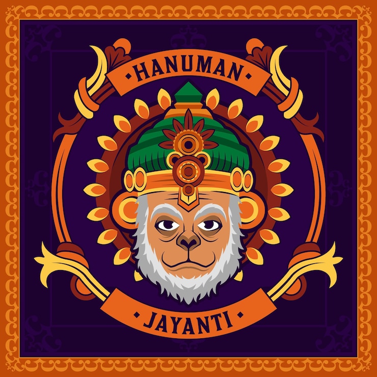 Vector Gratis ilustrasi hanuman jayanti digambar tangan